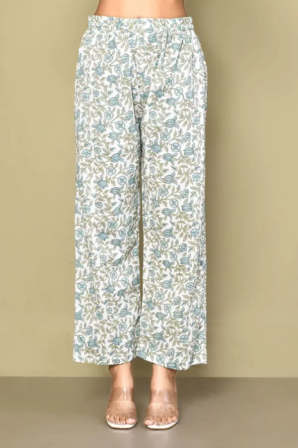 Women's_Floral_Jaipuri_Cotton_Kurta_Palazzo_With_Tassel_Set_-_Doriyan