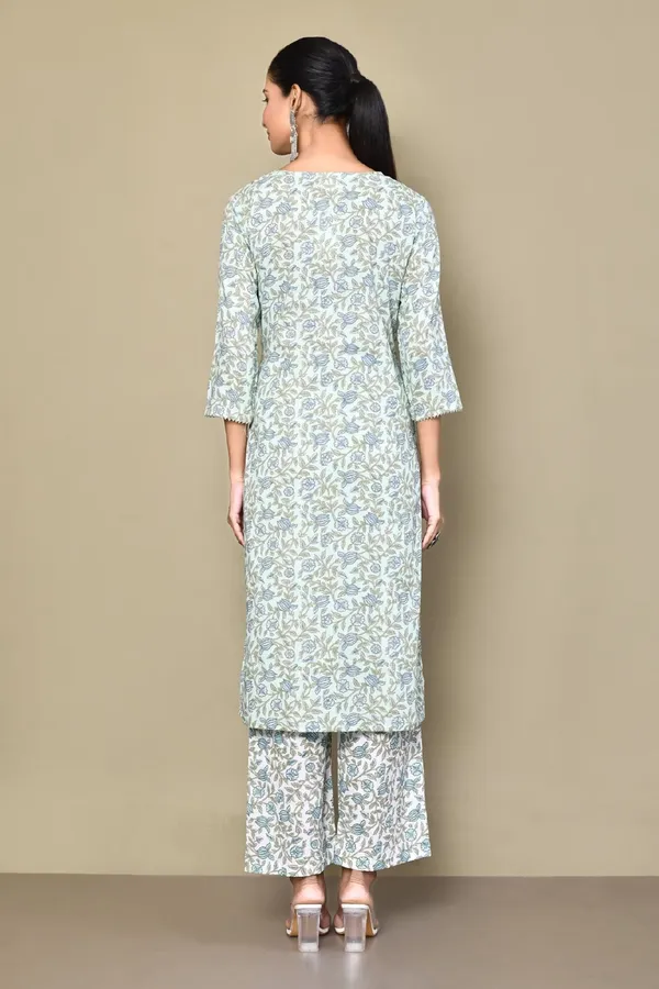 Women's_Floral_Jaipuri_Cotton_Kurta_Palazzo_With_Tassel_Set_-_Doriyan