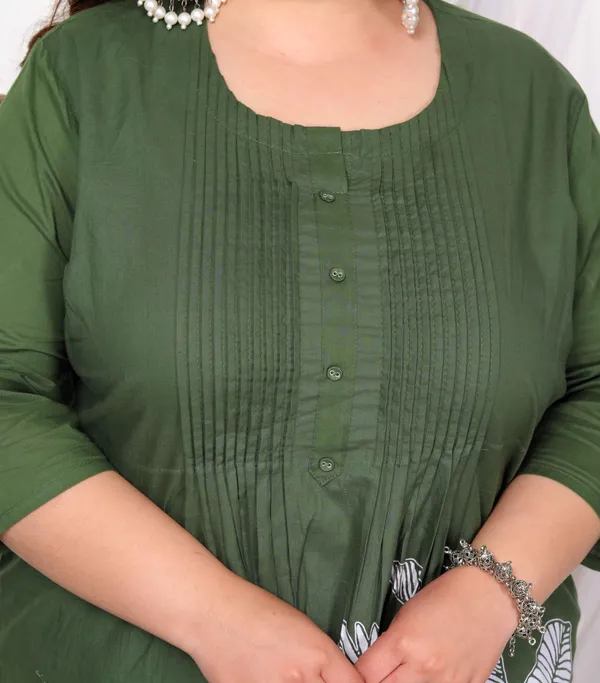 Women's_Plus_Size_Mehandi_Pintucks_Cotton_Floral_Straight_Kurta_And_Palazzo_-_Doriyan