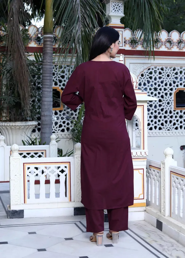 Women's_Wine_Pintucks_Cotton_Floral_Elegant_Straight_Kurta_And_Palazzo_With_Dupatta_Set_-_Doriyan