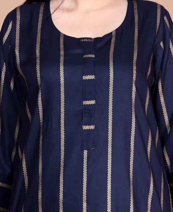Women's_Navy_Blue_&_Golden_Striped_Mokshi_Pakistani_Kurta_With_Palazzo_-_Doriyan