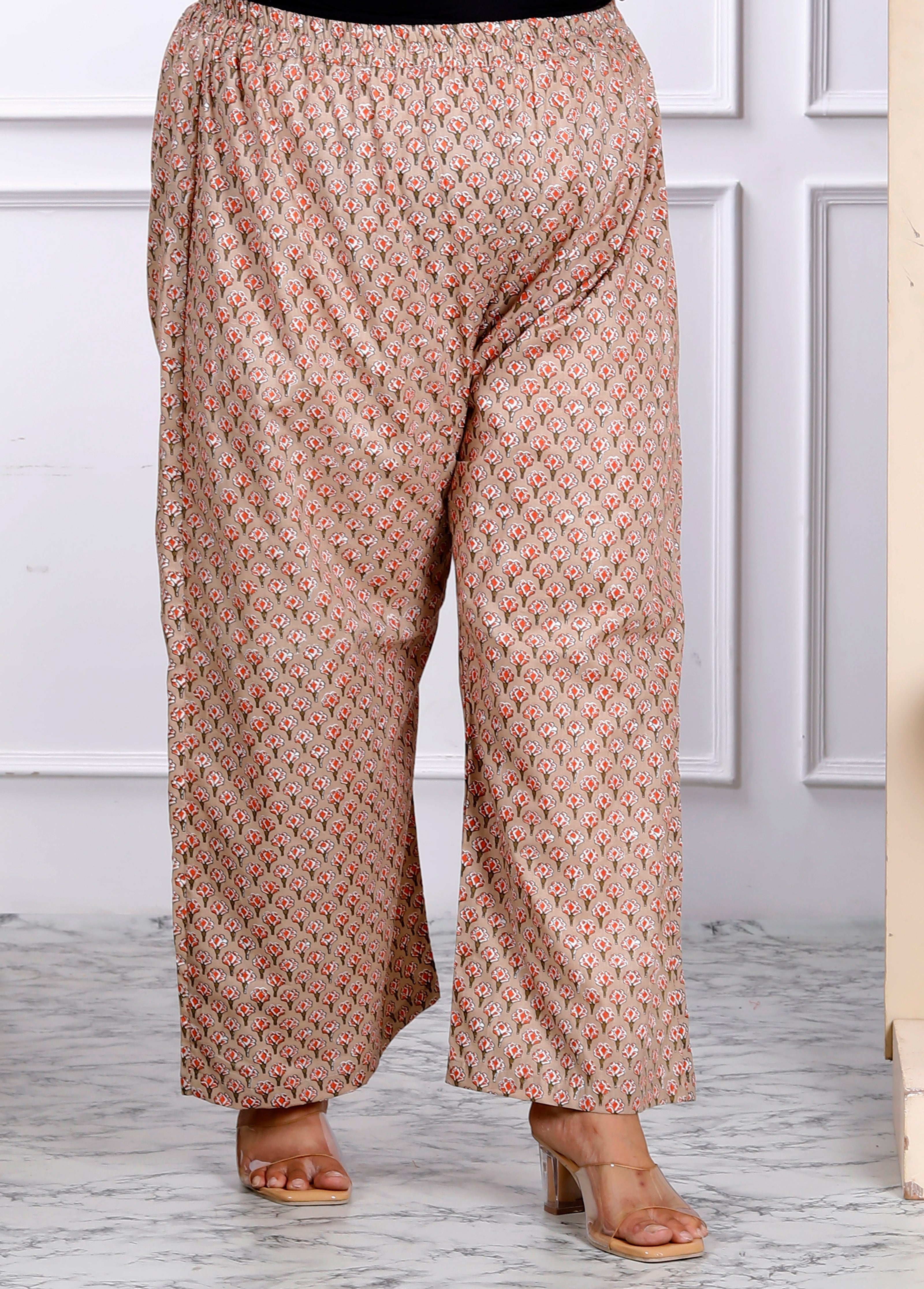 Women's_Plus_Size_Brown_Floral_Printed_Kurta_With_Palazzo_-_Doriyan