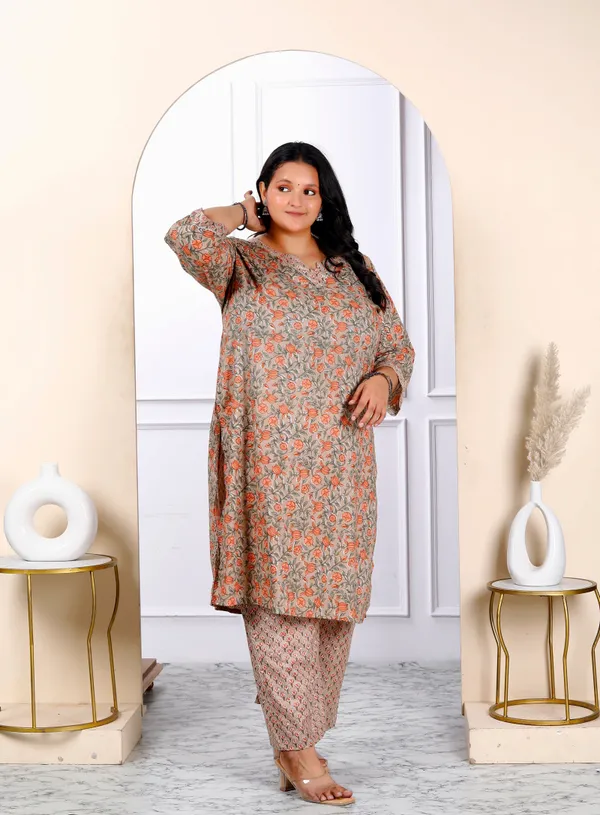 Women's_Plus_Size_Brown_Floral_Printed_Kurta_With_Palazzo_-_Doriyan