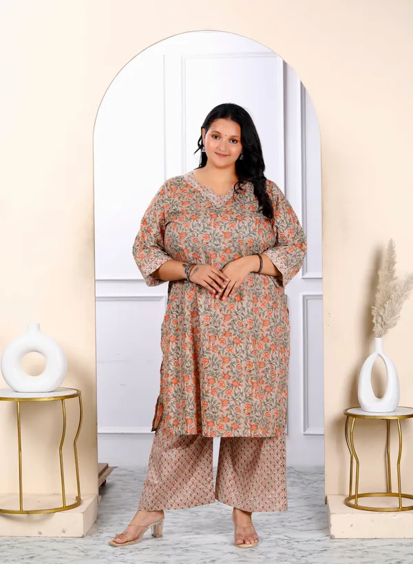 Women's_Plus_Size_Brown_Floral_Printed_Kurta_With_Palazzo_-_Doriyan