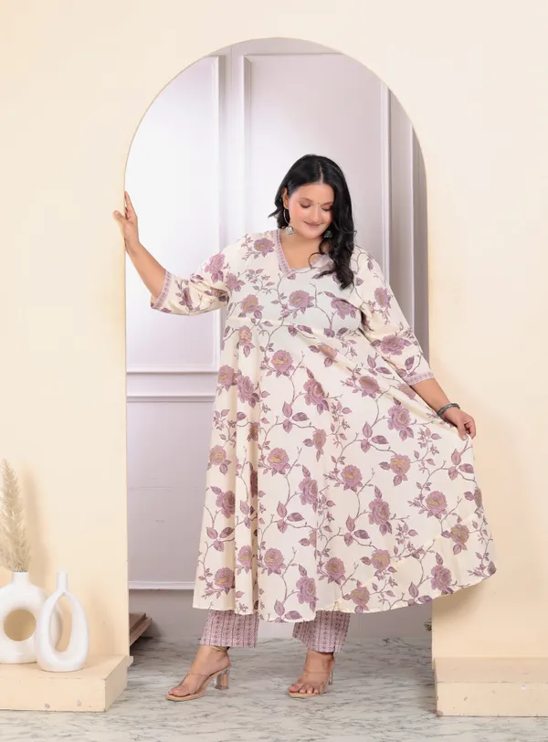 Women's_Plus_Size_Pink_Floral_Printed_V_Neck_Anarkali_Kurta_And_Palazzo_Set_-_Doriyan