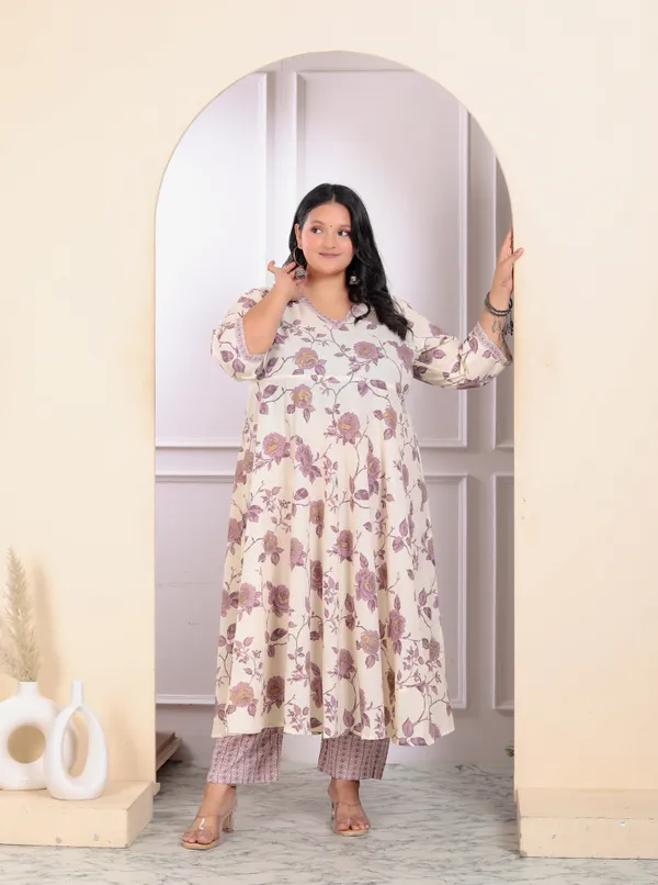 Women's_Plus_Size_Pink_Floral_Printed_V_Neck_Anarkali_Kurta_And_Palazzo_Set_-_Doriyan