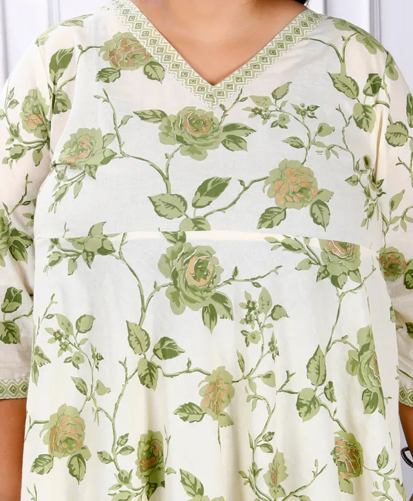 Women's_Plus_Size_Cotton_Floral_Print_Green_Anarkali_Kurta_And_Palazzo_Set_-_Doriyan