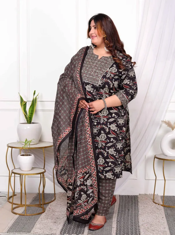 Women's_Plus_Size_Multi_Colour_Floral_Printed_Embroidery_Yoke_Design_Kurta_With_Palazzo_And_Dupatta_Set_-_Doriyan