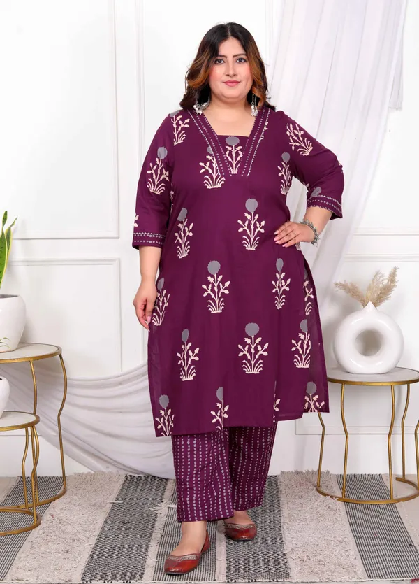 Women's_Plus_Size_Cotton_Fabric_Purple_New_Style_Kurta_With_Palazzo_-_Doriyan
