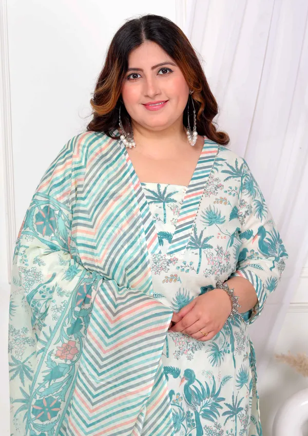 Women's_Plus_Size_Cotton_Light_Green_Scenic_Birds_And_Leaf_Floral_Printed_Straight_Pakistani_Style_Suit_Set_-_Doriyan