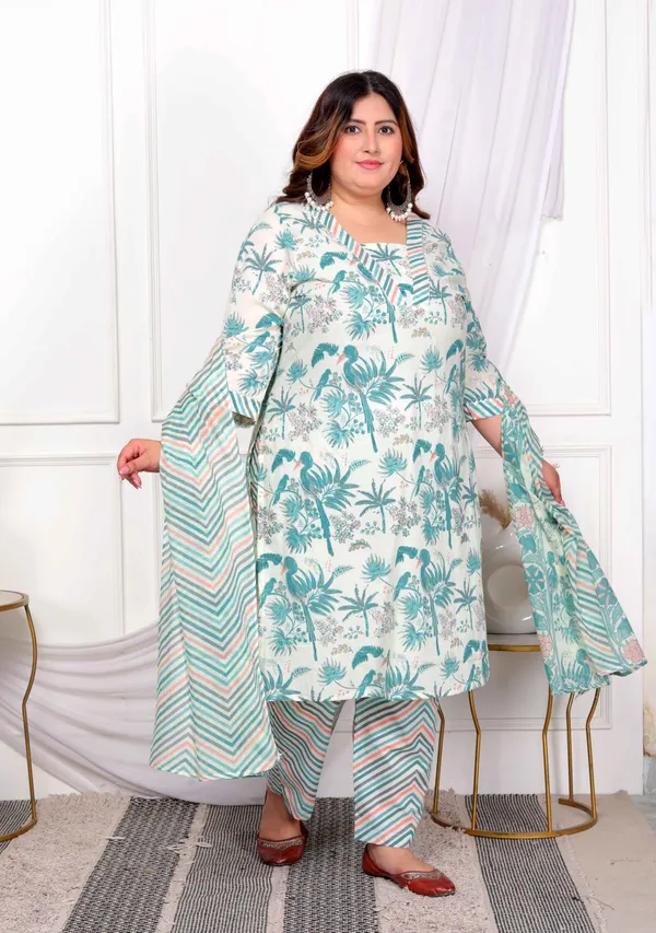 Women's_Plus_Size_Cotton_Light_Green_Scenic_Birds_And_Leaf_Floral_Printed_Straight_Pakistani_Style_Suit_Set_-_Doriyan