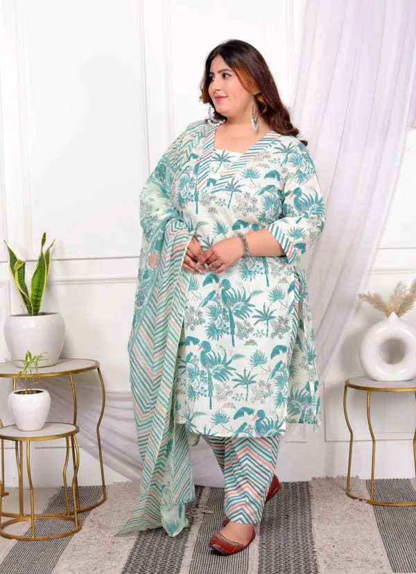 Women's_Plus_Size_Cotton_Light_Green_Scenic_Birds_And_Leaf_Floral_Printed_Straight_Pakistani_Style_Suit_Set_-_Doriyan