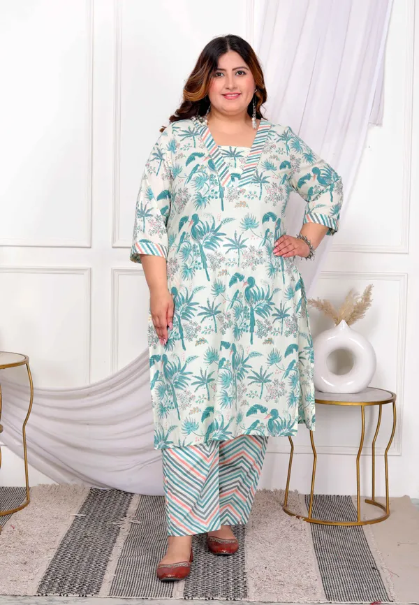 Women's_Plus_Size_Cotton_Light_Green_Scenic_Birds_And_Leaf_Floral_Printed_Straight_Pakistani_Style_Kurta_And_Palazzo_-_Doriyan