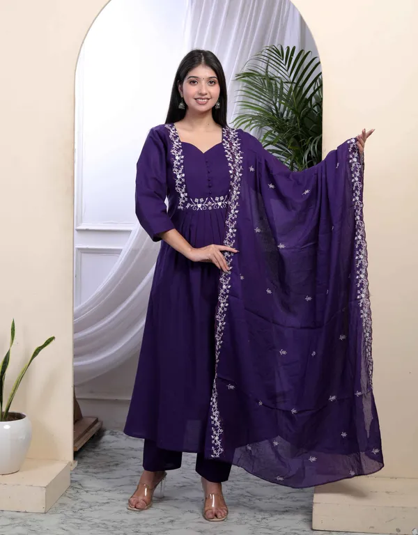 Women's_Cotton_Purple_A-Line_Kurta_With_Embroidered_Neck_And_Palazzo_With_Embroidered_Dupatta_Set_-_Doriyan
