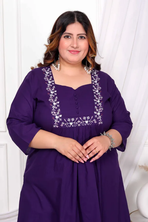 Women's_Plus_Size_Purple_Embroidered_Sweetheart_Neck_&_Accordion_Pleated_Solid_A-Line_Kurta_And_Palazzo_Set_-_Doriyan