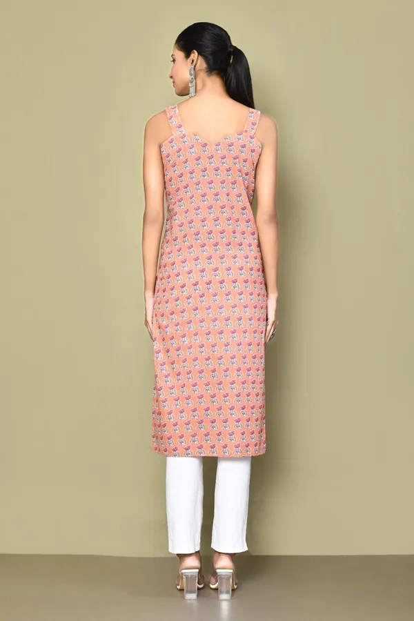 Women's_Peach-Coloured_Floral_Printed_Kurta_-_Doriyan