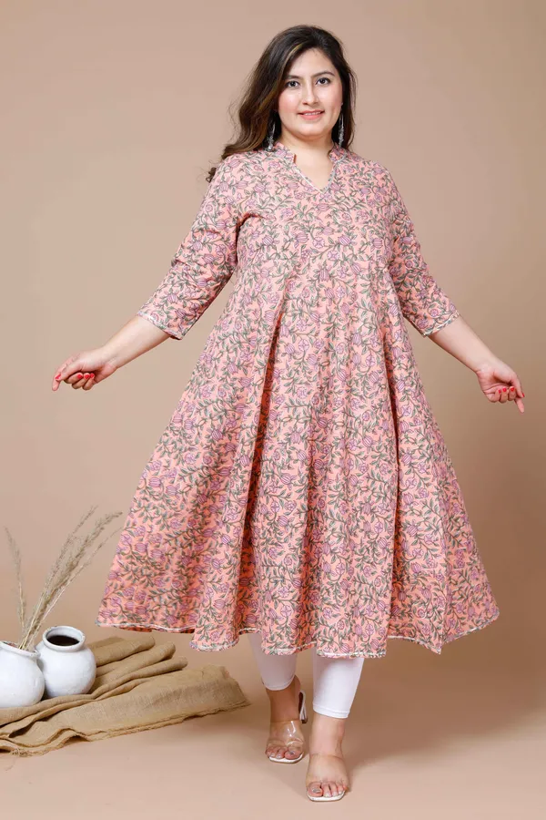 Women's_Peach_Plus_Size_Cotton_Floral_Printed_Anarkali_Kurta_-_Doriyan