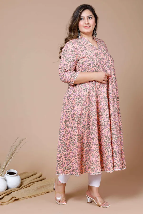 Women's_Peach_Plus_Size_Cotton_Floral_Printed_Anarkali_Kurta_-_Doriyan