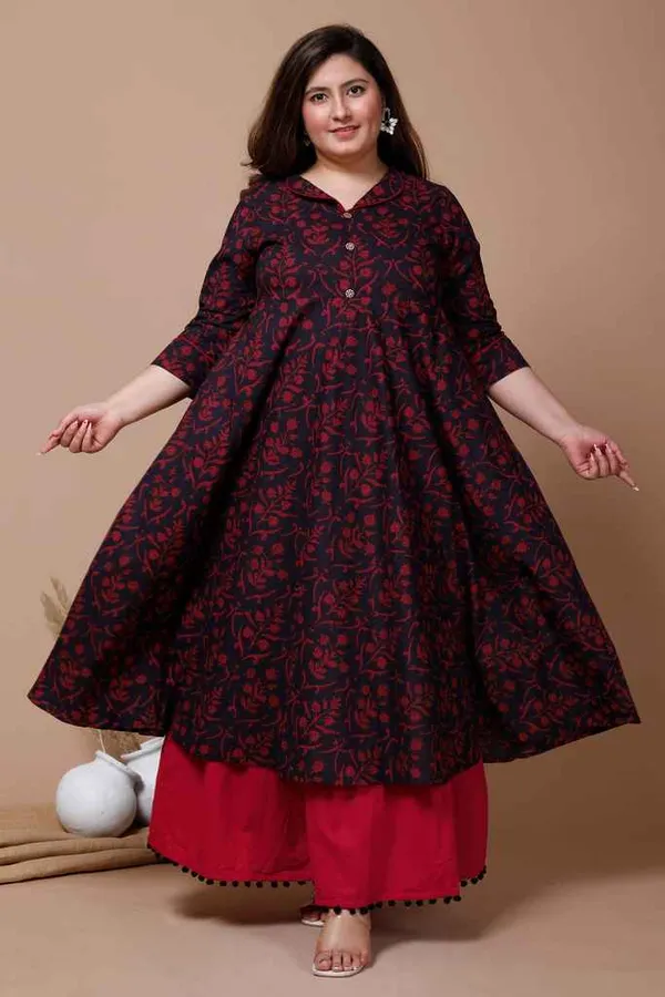Women's_Plus_Size_Maroon_Floral_Printed_Anarkali_Kurta_-_Doriyan
