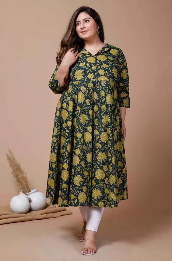 Women's_Plus_Size_Green_Floral_Printed_Anarkali_Kurta_-_Doriyan