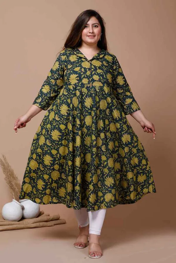 Women's_Plus_Size_Green_Floral_Printed_Anarkali_Kurta_-_Doriyan