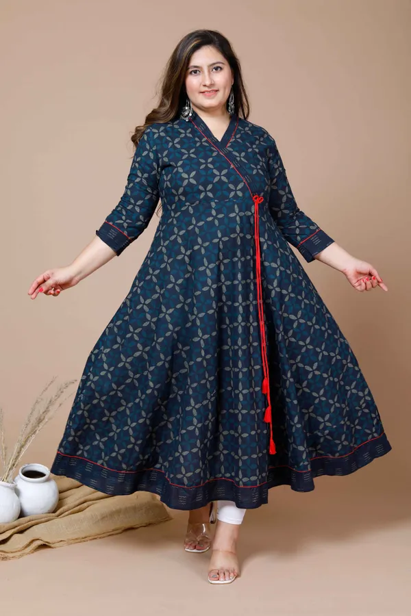 Women's_Plus_Size_Navy_Blue_Printed_Angrakha_Kurta_-_Doriyan