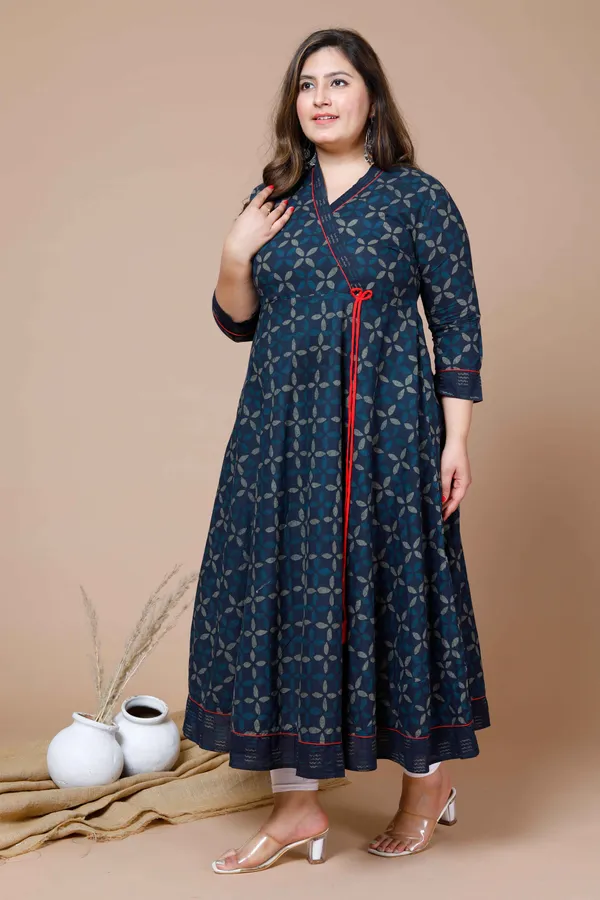 Women's_Plus_Size_Navy_Blue_Printed_Angrakha_Kurta_-_Doriyan