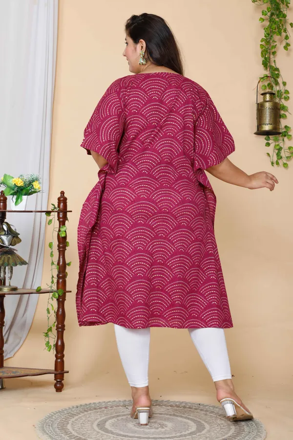 Women's_Plus_Size_Magenta_Bandhani_Printed_Cotton_Kaftan_Kurta_-_Doriyan