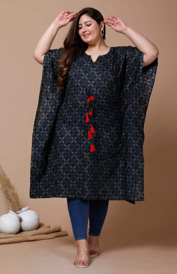 Women's_Plus_Size_Navy_Blue_Printed_Flared_Sleeves_Kaftan_-_Doriyan