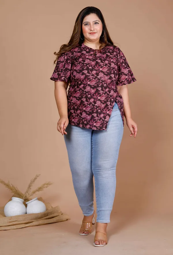 Women's_Maroon_Plus_Size_Cotton_Floral_Printed_Top-_Doriyan
