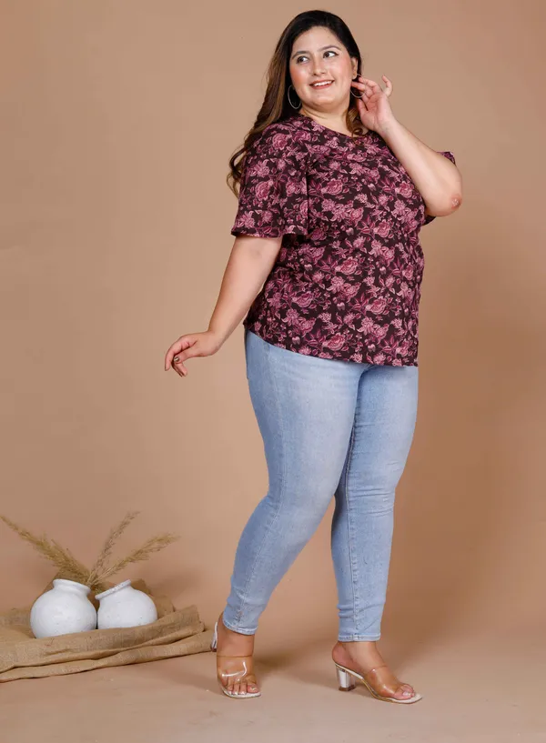 Women's_Maroon_Plus_Size_Cotton_Floral_Printed_Top-_Doriyan