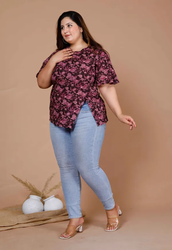 Women's_Maroon_Plus_Size_Cotton_Floral_Printed_Top-_Doriyan