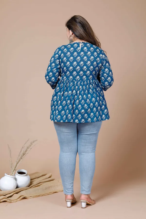 Women's_Blue_Plus_Size_Cotton_Floral_Printed_Top_-_Doriyan