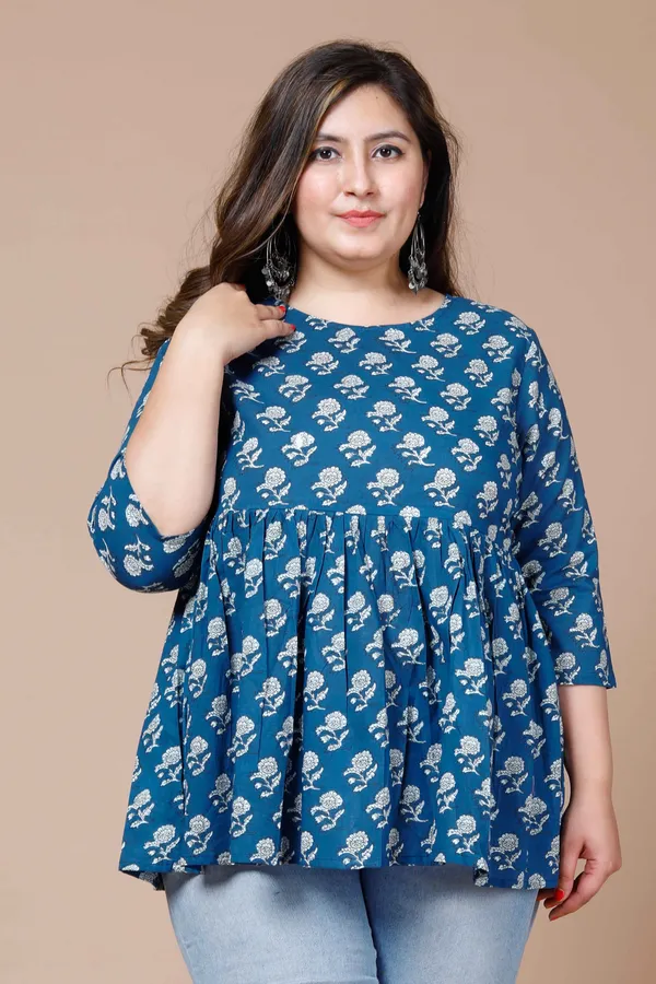 Women's_Blue_Plus_Size_Cotton_Floral_Printed_Top_-_Doriyan