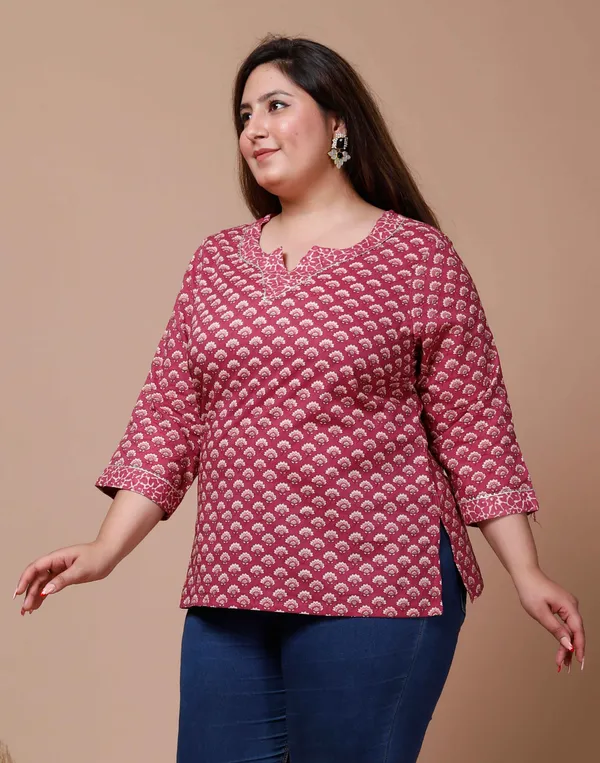 Women's_Plus_Size_Pink_Floral_Printed_Cotton_Top-_Doriyan