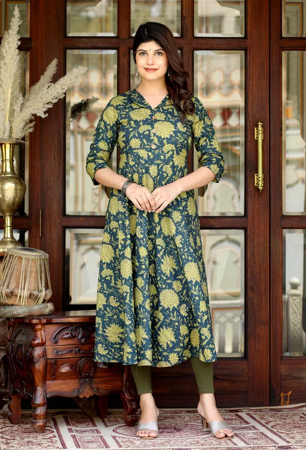 Women's_Green_Pure_Cotton_Floral_Printed_Anarkali_Kurta_-_Doriyan