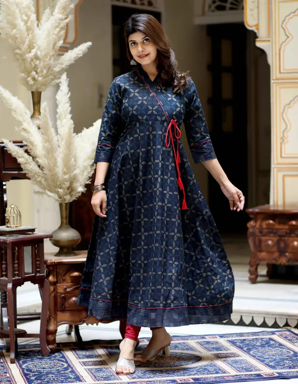 Women's_Blue_Abstract_Print_Ankle_Length_Angrakha_Style_Kurta_-_Doriyan