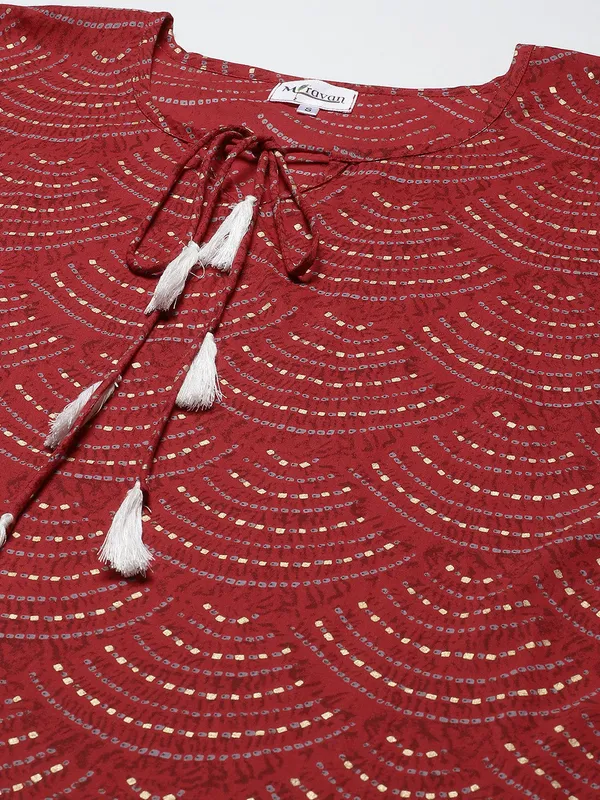 Women's_Red_Cotton_Festive_Wear_Kaftan_Style_Kurta_-_Doriyan
