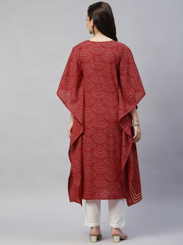 Women's_Red_Cotton_Festive_Wear_Kaftan_Style_Kurta_-_Doriyan