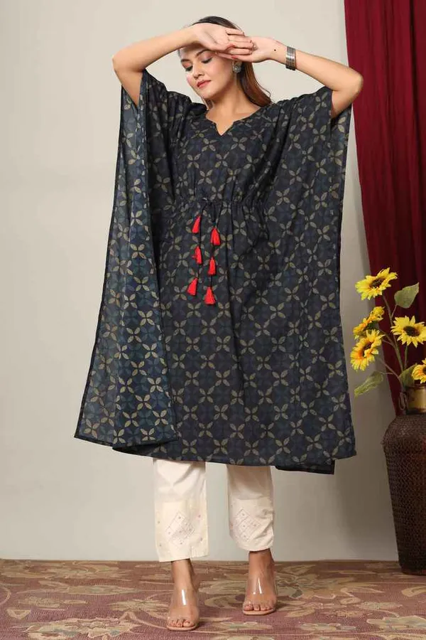 Women's_Blue_Floral_Printed_Cotton_Kaftan_Kurta_-_Doriyan
