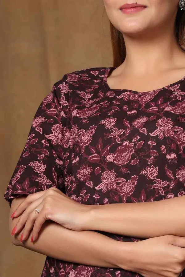 Women's_Maroon_Cotton_Floral_Print_Straight_Top-_Doriyan