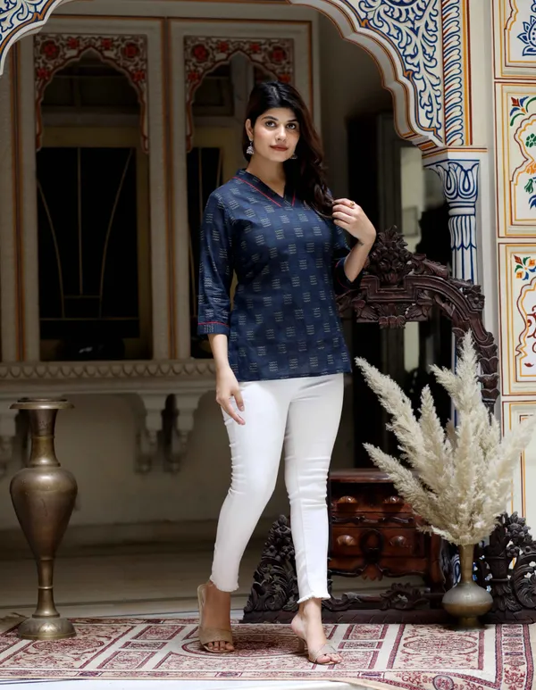 Women's_Blue_Printed_Indigo_Top-_Doriyan