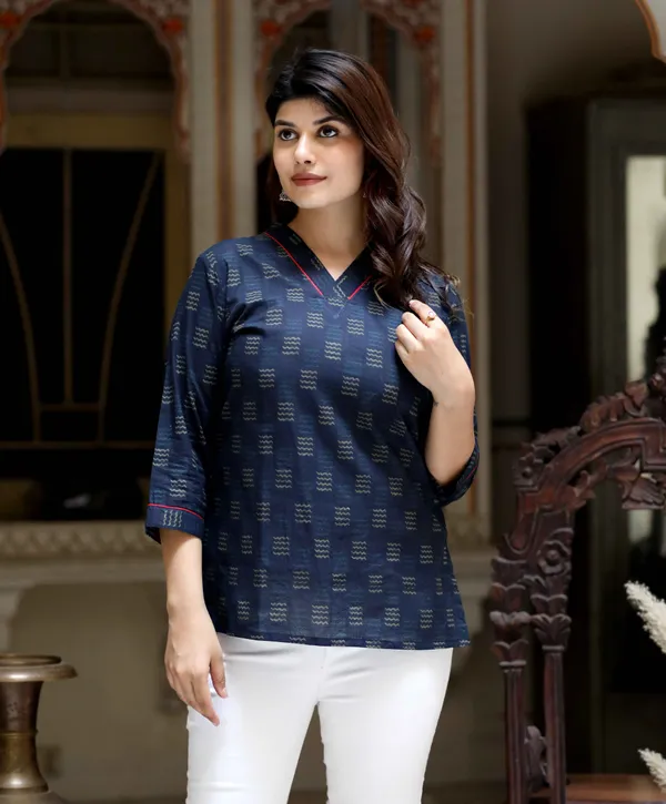 Women's_Blue_Printed_Indigo_Top-_Doriyan