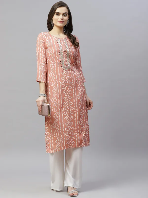 Women's_Printed_&_Embroidered_Straight_Rayon_Peach_Kurti_-_Doriyan