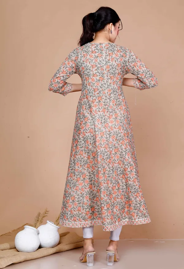 Women'S_Brown_Cotton_Floral_Printed_Anarkali_Kurta_For_-_Doriyan