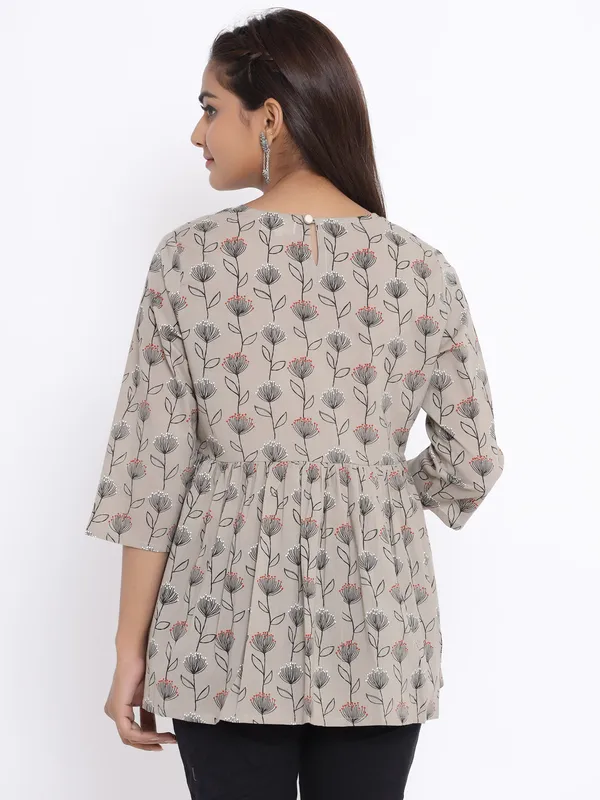 Women's_Beige_Cotton_Floral_Printed_Short_Kurti_-_Doriyan