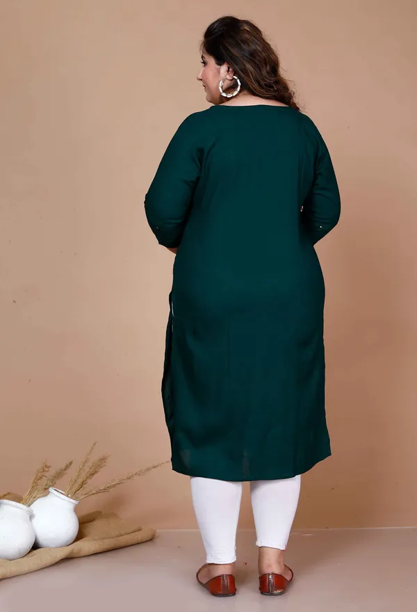 Women'S_Plus_Size_Green_Embroidered_Straight_Kurti_-_Doriyan