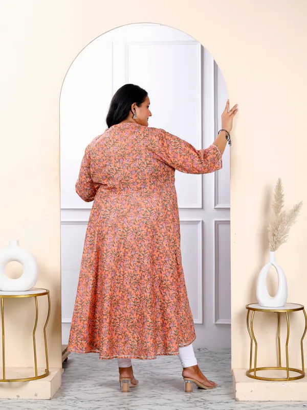 Women's_Plus_Size_Orange_Cotton_Floral_And_Gota_Patti_Details_Party_Wear_Anarkali_Kurta_-_Doriyan