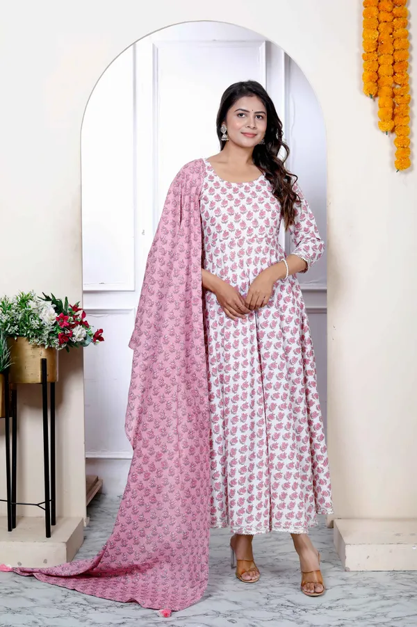 Women's_Pure_Cotton_Printed_Pink_Anarkali_Kurta_With_Dupatta_Set_-_Doriyan