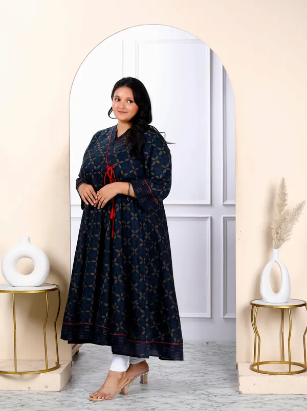 Women's_Plus_Size_Navy_Blue_Abstract_Printed_Angrakha_Style_Anarkali_KurtaÃ‚_-_Doriyan